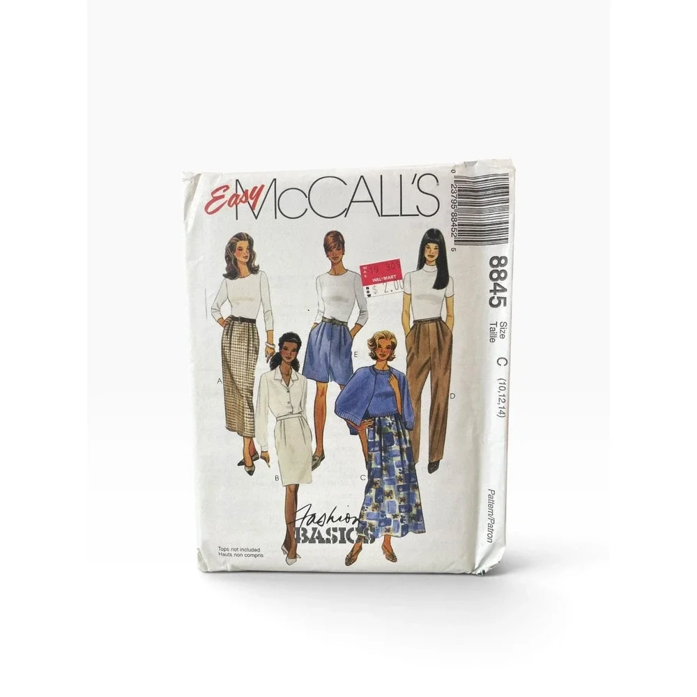 McCall's Sewing Pattern Misses Size 10-14 Multicolor 8845 Skirt Pants 90s Uncut